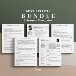 May include: A collection of five black and white resume templates with the text "Best Sellers Bundle 5 Resume Templates".