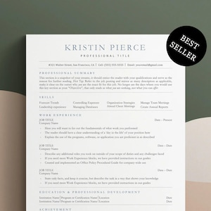 May include: A professional resume template featuring the name "Kristin Pierce". The document includes sections for professional summary, skills, work experience, education, and achievements. A "Best Seller" sticker is visible.