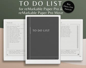 Digital att-göra-lista för reMarkable Paper Pro, daglig checklistaplanerare, hyperlänkad uppgiftsspårare, anteckningar, anteckningsbok, projekt, att-göra-checklista MOVE