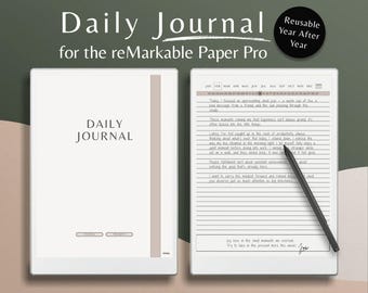 reMarkable Paper Pro tägliches Journal Notizbuch, rMPP Notizen, liniertes Notizbuch mit Hyperlinks, Dankbarkeit, digitales Journal für Selbstpflege, psychische Gesundheit