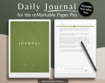 Tägliches Journal für reMarkable Paper Pro, verknüpftes PDF, rMPP-Notizen, Dankbarkeitstagebuch 2026 + 2027, undatiert, wiederverwendbar, digitales Notizbuch Journaling