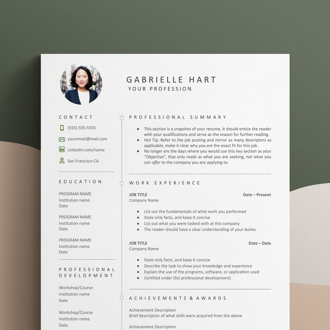Google Docs, MS Word Resume Template + Cover Letter + References ...