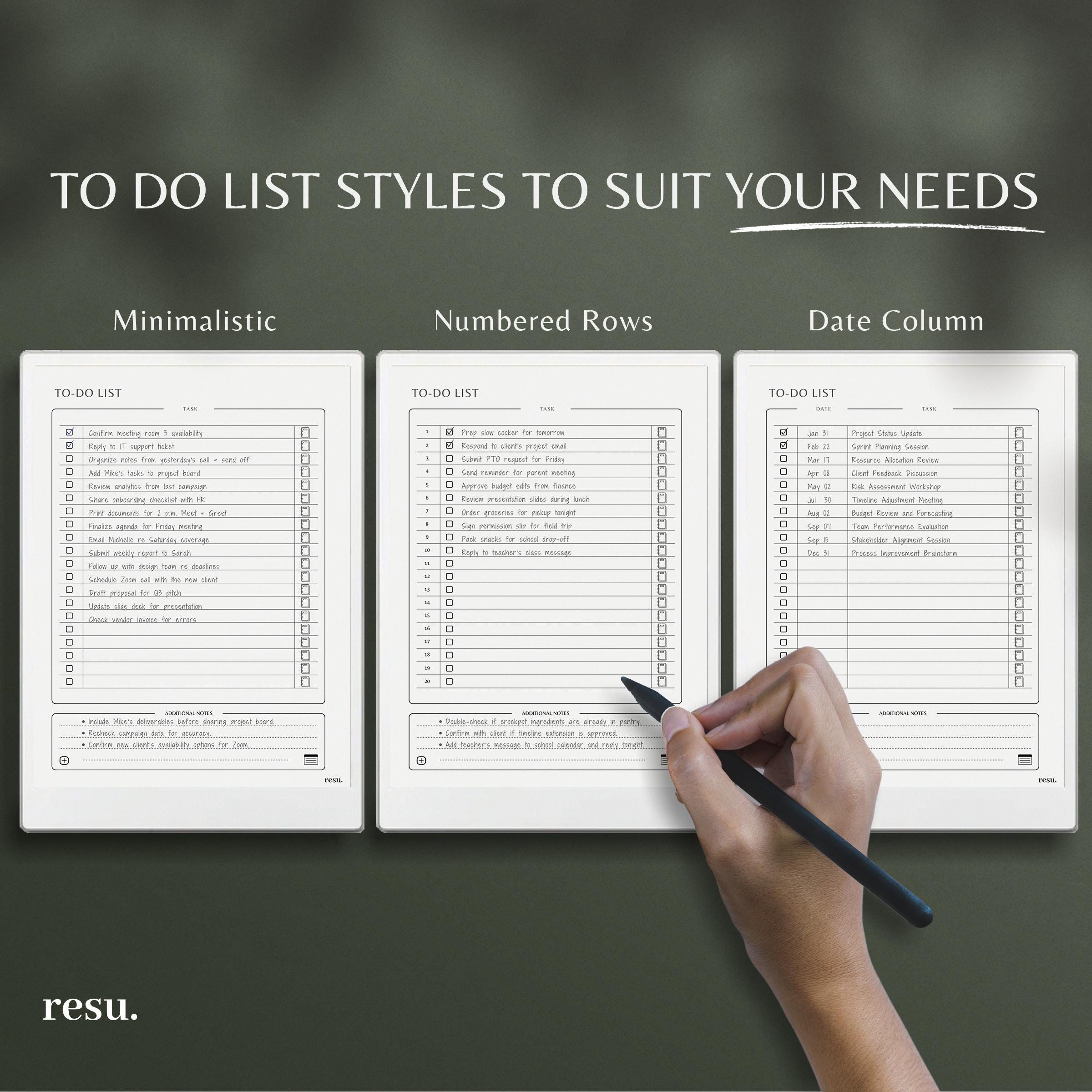To Do List for Remarkable Paper Pro, Daily Project Management, Priority ...