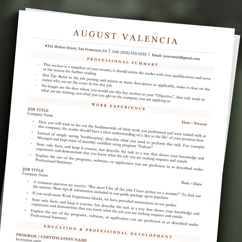 ATS Friendly Resume, Modern Resume, Teacher Cv, Cv Template Word, ATS Resume Template, Beige Cv Template Simple, Modern Cv 1 or 2 Pages image 4
