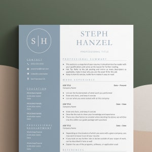 Monogram Cv Template Word, Resume Google Doc, Cv Google Docs, CV Professional, Student CV Academic, Modern Resume Template 1 or 2 Page