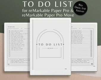 Att-göra-lista för reMarkable Paper Pro, daglig projektledning, prioriteringsuppgiftsspårare, projektlista, målplanerare, minimalistisk att-göra-lista.