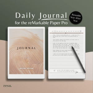 Daily Journal for Remarkable Paper Pro Tablets, eInk journal, hyperlinked PDF, daily reflections, digital product, rmpp journalling notes