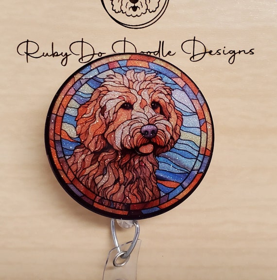 Stained Glass Doodle Badge Reel 5 Different Badge Reels Available