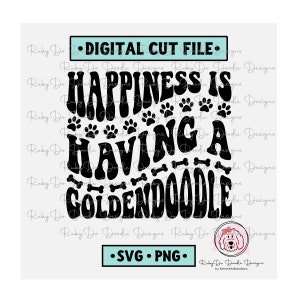 Golvende tekst Geluk heeft een Goldendoodle SVG | Gouddoodle | RubyDo Doodle-ontwerpen