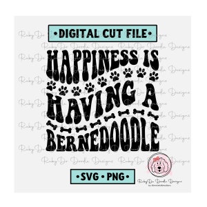 Golvende tekst Geluk heeft een Bernedoodle SVG | Bernedoodle | RubyDo Doodle-ontwerpen