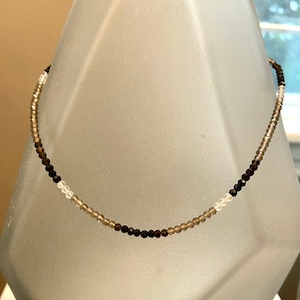 Ombre/Shaded Smoky Quartz Choker Necklace with Magnet Clasp