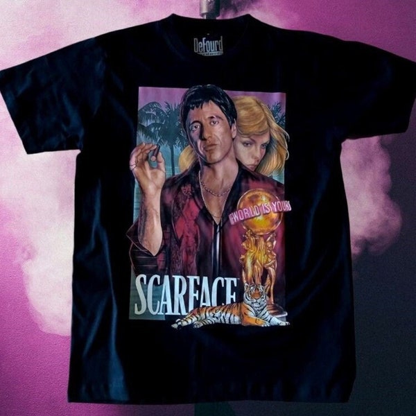 Vintage Scarface Film Grafik T-Shirt, Tony Montana Scarface Die Welt gehört dir Unisex T-Shirt, Retro Al Pacino Shirt