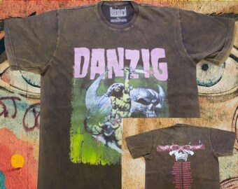 Vintage Wash Danzig Band Tour Shirt Front and Back Printed T-shirt, Danzig Band How the Gods Kill Tour Vintage Special Wash Unisex T-shirt