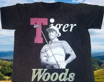 Tiger Woods Vintage Wash Oversized T-Shirt, Retro 90s Tiger Woods Golf Sport Acid Wash Shirt, The Masters Golf Champion