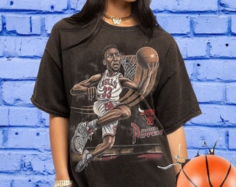 Vintage Wash Scottie Pippen Caricature Oversized T-shirt, Scottie Pippen 90s Shirt, Vintage Basketball Unisex Graphic Tee