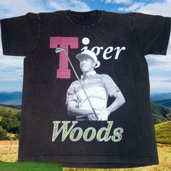 Camiseta Vintage Wash Tiger Woods, Tiger Woods The Masters Camiseta oversize estilo vintage, Camiseta gráfica unisex Retro 90s Tiger Woods