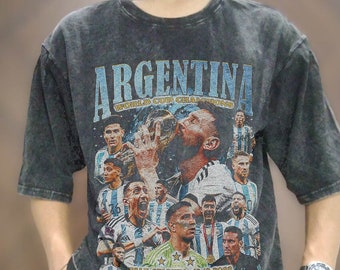 T-shirt argentine Lionel Messi lavage vintage, t-shirt oversize football Argentine vintage, t-shirt graphique unisexe sport football vintage