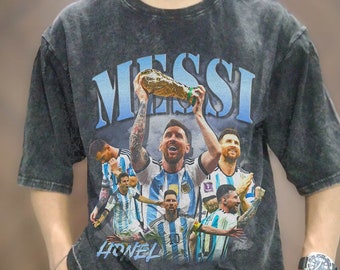 Vintage Wash Lionel Messi Argentinien T-Shirt, Vintage Messi Argentinien Fußball Oversize T-Shirt, Vintage Fußball Sport Unisex Grafik-T-Shirt