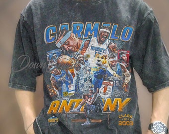 T-shirt vintage Carmelo Anthony, t-shirt oversize Carmelo Anthony délavage vintage, chemise de basket-ball, t-shirt graphique de basket-ball rétro vintage