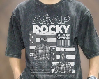 chemise vintage Asap Rocky, T-shirt surdimensionné délavé à l'acide Asap Rocky, t-shirt graphique Live Love ASAP Rocky, t-shirt unisexe rappeur hip-hop