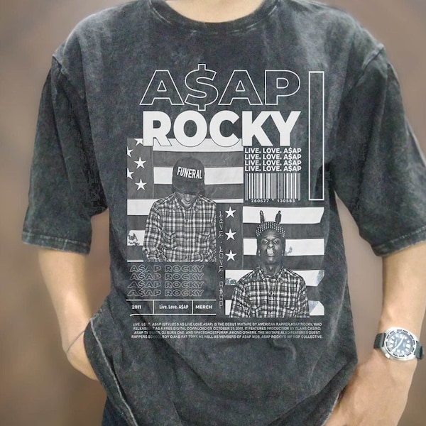 Vintage Asap Rocky Shirt, Asap Rocky Oversize Acid Wash T-shirt, Live Love ASAP Rocky Graphic Tee, Hip-Hop Rapper Unisex T Shirt