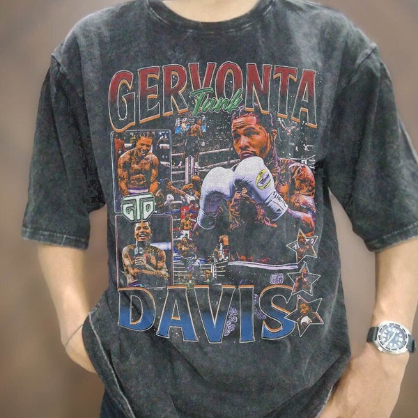 Camicia Gervonta Davis con lavaggio vintage, camicia da serbatoio, camicia boxer da serbatoio Gervonta, maglietta grafica vintage Gervonta, maglietta unisex sportiva da boxe