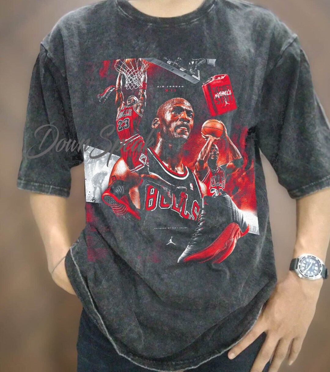 DownSpeak Vintage Wash Michael Jordan T-Shirt, Basketball Shirt, Michael Jordan, Michael Jordan Graphic Tee, Oversized Sport T Shirt