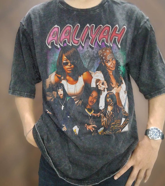 Vintage Wash Aaliyah T shirt Retro 90s Aaliyah Oversize Acid Wash