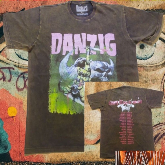 Vintage Wash Danzig Band Tour Shirt Front and Back Printed T-shirt