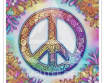 May include: A colorful sticker featuring a peace symbol with a rainbow gradient and intricate swirl details. The symbol is surrounded by floral elements in shades of orange, yellow, pink, and purple. The text "Everyone Deserves to See Themselves" is at the bottom.