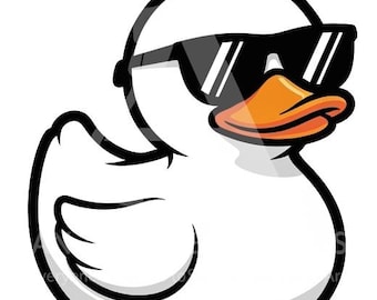White Cruise Duck PNG | Sunglasses Duck Clipart | Funny Cruise Duck Sticker PNG | Cruise Door Decoration | Printable Duck PNG