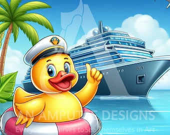 Cruise Duck PNG | Captain Duck Clipart | Cruise Door Decor | Hide the Duck Cruise Tradition | Instant Download PNG 300 DPI