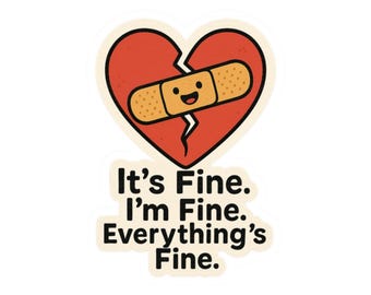 Cracked Heart Sticker: Funny Mental Health Humor Vinyl Decal