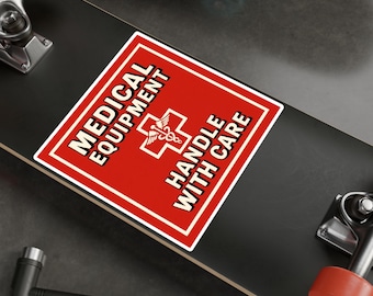 Medical Equipment Decal | Handle With Care Sticker | Wheelchair Bag Label | Mobility Aid Safety Sticker | Waterproof Vinyl Decal