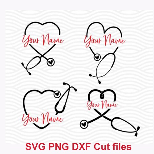 Stethoscope Split Monogram SVG Bundle Hand Drawn Nurse SVG - Etsy