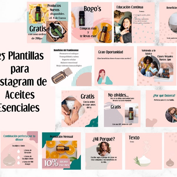 Plantillas en Canva, Aceites Esenciales, doTERRA, Instagram Post, Social Media Templates, Benodigdheden voor kleine bedrijven, Marketing