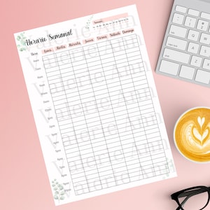Planificador Diario en Español por hora. Daily Planner Spanish by hour. Imprimible A4 PDF. Productivity, Productividad