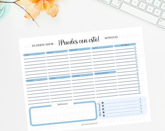 Planificador Semanal,Spanish Planner, Organizador semanal, Español Planificador, Planeador, Spanish Weekly Planner, Instant Download