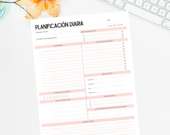 Planificador Diario Español. Planificador Diario Español. PDF Imprimible A4. Productividad, Productividad