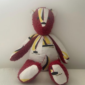 Ours en peluche en tissu pour voilier, peluche rouge, rembourrage sans allergènes, jouet auto-assis