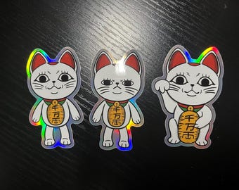 Pegatinas holográficas de vinilo Maneki Neko de Aliens & Spirits Serie 2