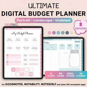 Digital Budget Planner (DOLLAR), Finance Planner, Paycheck Digital Budget, Finance Tracker, Goodnotes, Notability, Samsung Notes, Noteshelf