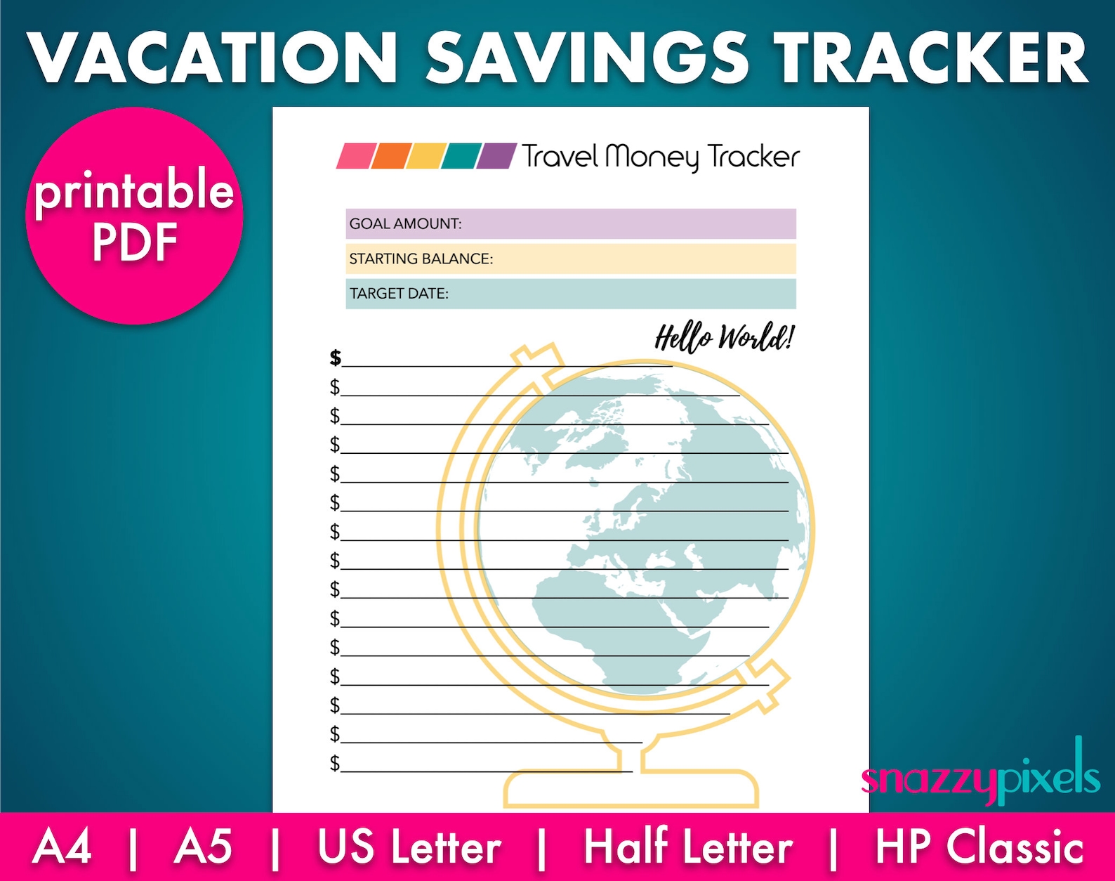 Vacation Savings Tracker printable PDF Summer Travel Money - Etsy