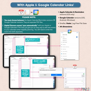 digital student planner with apple calendar and reminders integration and google calendar links