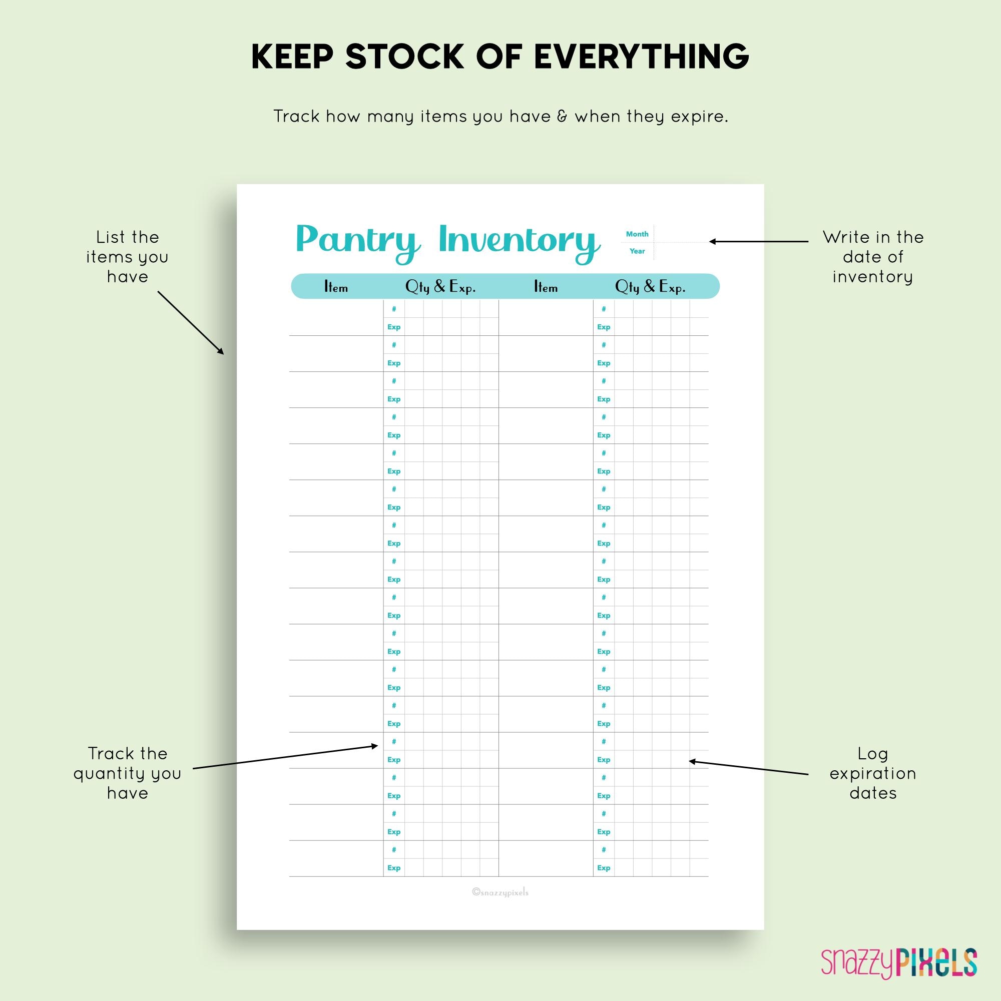Format Inventory Tracker Untuk Kitchen Kitchen Inventory Printables PDF, Food List Tracker (A4, US Letter) - Etsy