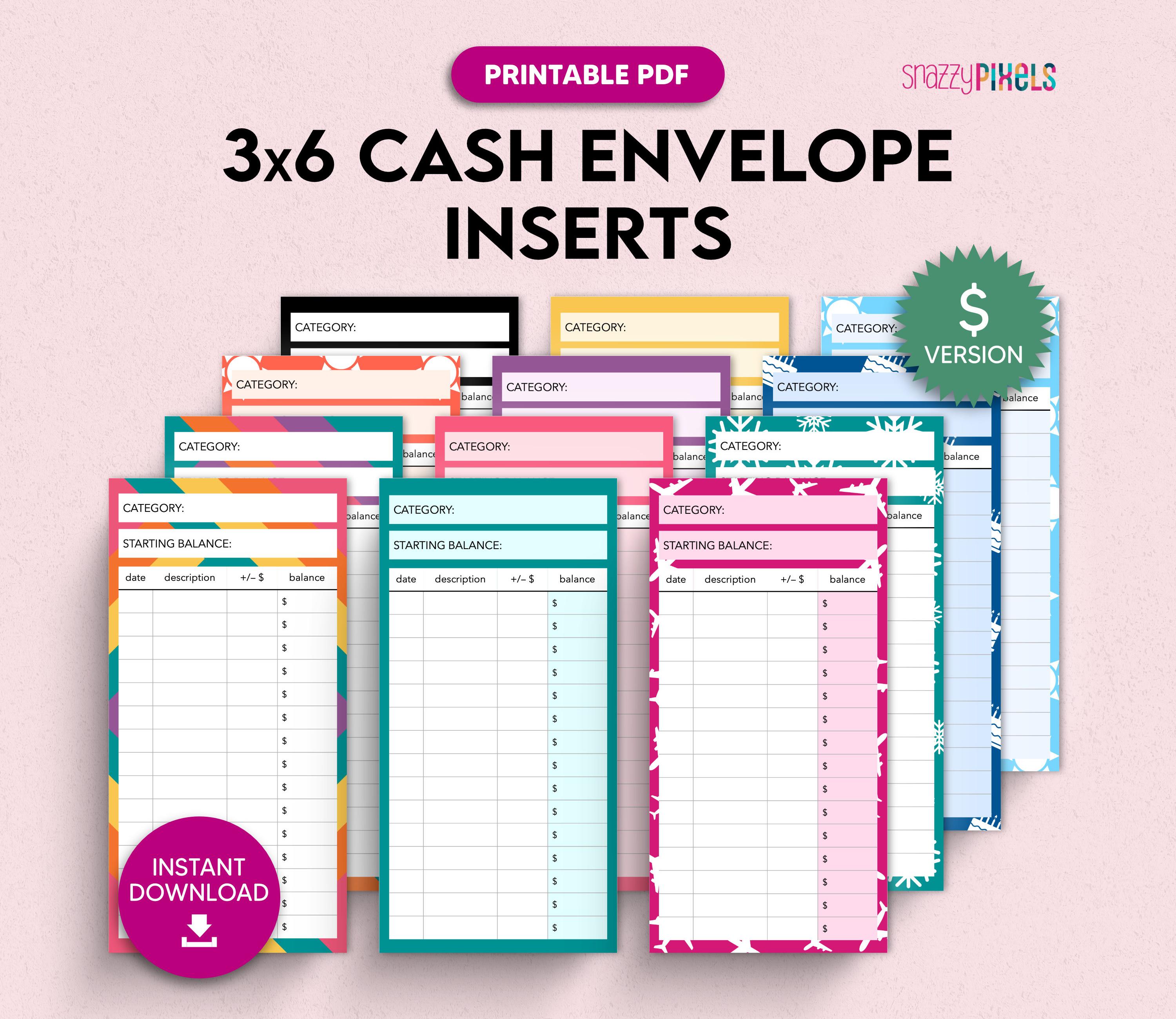 Cash Envelope Inserts Printable PDF, 3x6 Inch, Sinking Funds Labels ...