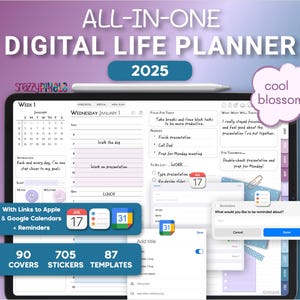 2025 Dated Digital Daily Planner (Cool), Landscape Planner for Goodnotes Notability Noteshelf iPad, Digital Daily Weekly Monthly Planner