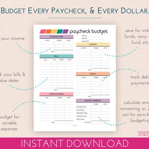 Paycheck Budget Templates, Budget by Paycheck Printable, Budget ...