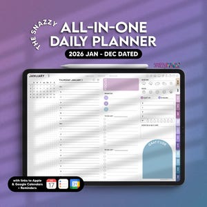 2026 Dated Digital Daily Planner (Cool), Landscape Planner for Goodnotes Notability Noteshelf iPad, Digital Daily Weekly Monthly Planner