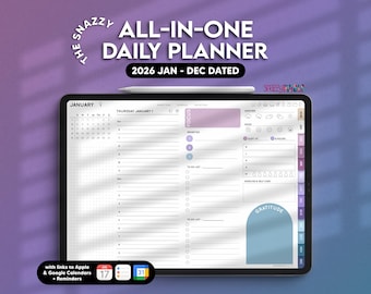 2026 Dated Digital Daily Planner (Cool), Landscape Planner for Goodnotes Notability Noteshelf iPad, Digital Daily Weekly Monthly Planner